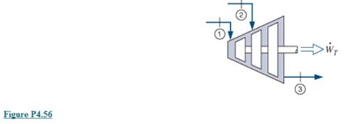 Chapter 4, Problem 4.56P, A steam turbine receives steam from two boilers (see Fig. P4.56). One flow is 5kgsat3MPa,700C and 