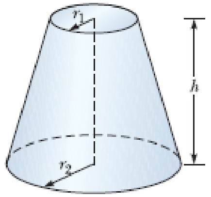 Chapter 1, Problem 6P, Figure P1.6 shows a frustum of a cone. Match each of the three expressions (a) (r1 + r2)[h2 + (r2  