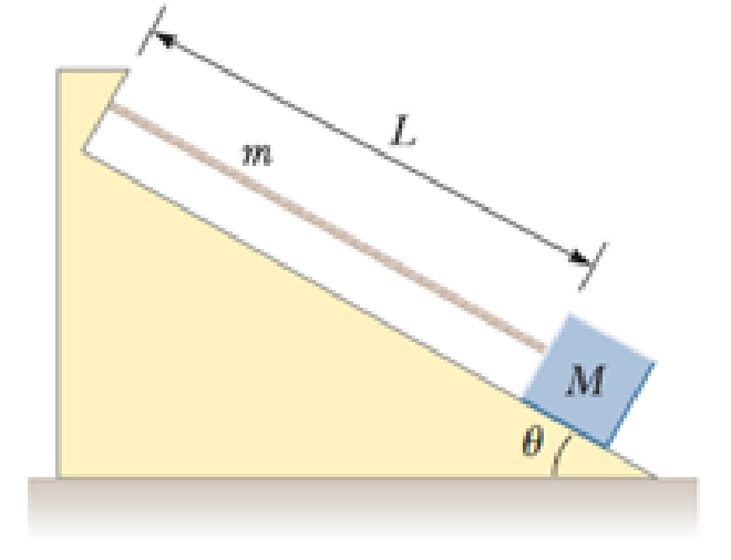 Chapter 13, Problem 50P, Review. A block of mass M, supported by a string, rests on a frictionless incline making an angle  