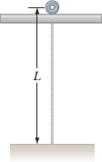 Chapter 14, Problem 56P, A nylon string has mass 5.50 g and length L = 86.0 cm. The lower end is tied to the floor, and the 
