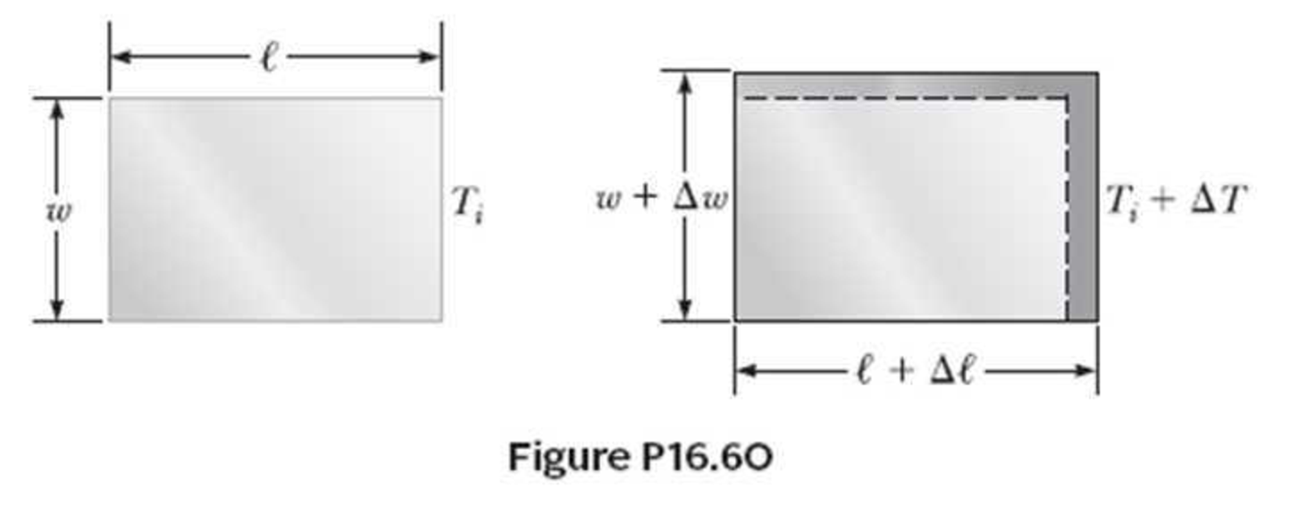 Chapter 16, Problem 60P, The rectangular plate shown in Figure P16.60 has an area Ai equal to w. If the temperature increases 