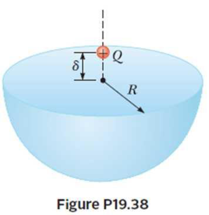Chapter 19, Problem 38P, A particle with charge Q is located a small distance  immediately above the center of the flat face 