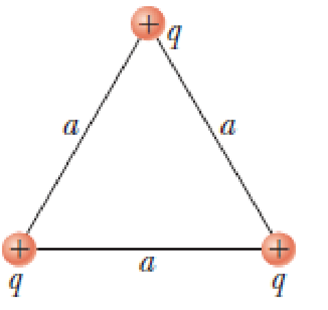 Chapter 20, Problem 10P, Three particles with equal positive charges q are at the corners of an equilateral triangle of side 