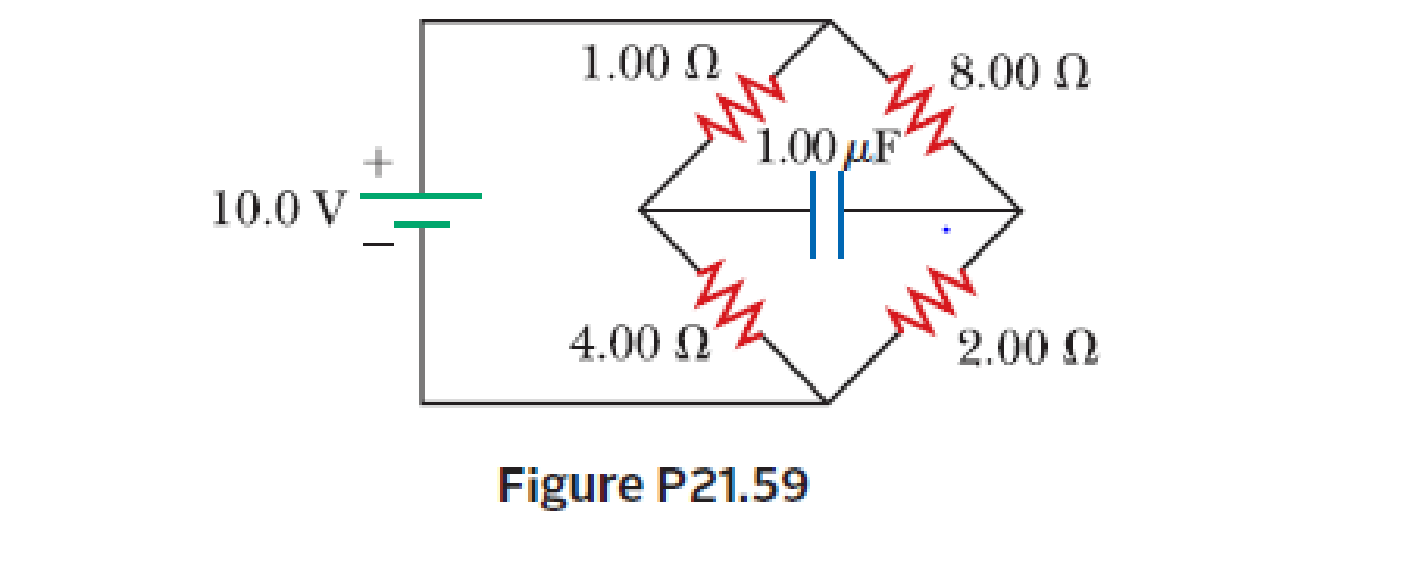 Chapter 21, Problem 59P, The circuit in Figure P21.59 has been connected for a long time. (a) What is the potential 