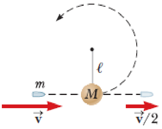 Chapter 8, Problem 20P, As shown in Figure P8.20, a bullet of mass m and speed v passes completely through a pendulum bob of 