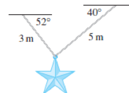Chapter 10.2, Problem 28E, Ropes 3 m and 5 m in length are fastened to a holiday decoration that is suspended over a town 