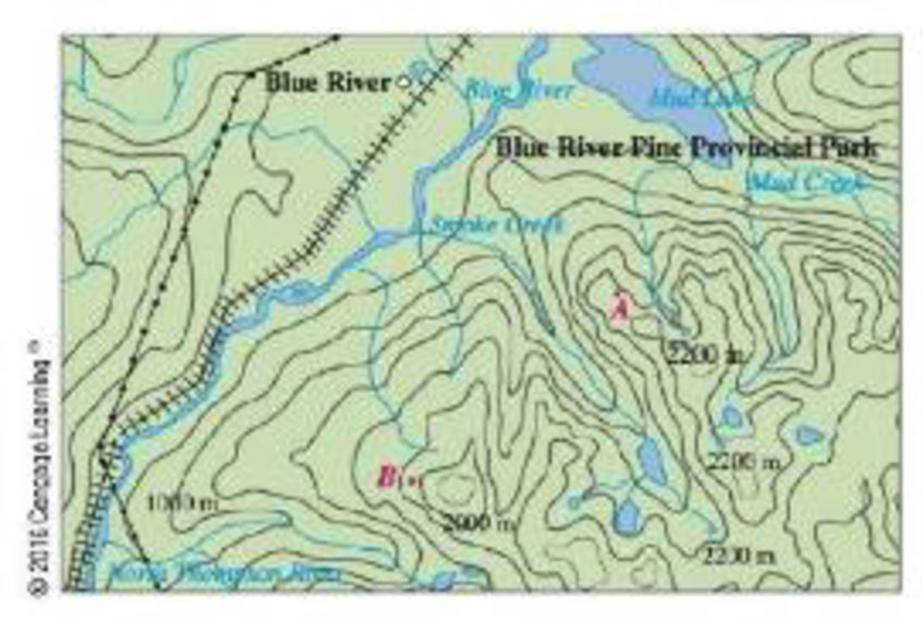 Chapter 11.6, Problem 28E, Shown is a topographic map of Blue River Pine Provincial Pork in British Columbia. Draw curves of 