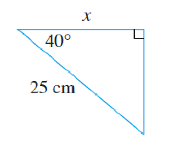 Chapter A, Problem 36E, Find, correct to five decimal places, the length of the side labeled x. 