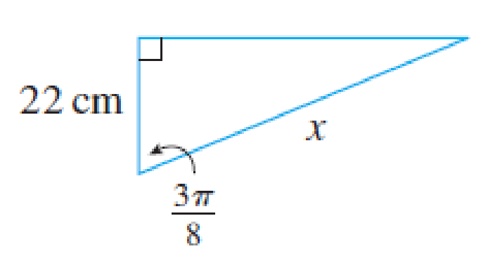 Chapter A, Problem 38E, Find, correct to five decimal places, the length of the side labeled x. 