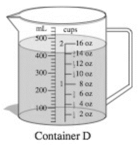 Chapter 8.3, Problem 20PS, Measure each amount given in Problems 17-21. a. Container D in cups. b. Container D in ounces. c. 