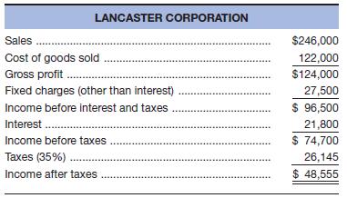 Chapter 3, Problem 23P, The Lancaster Corporationâ€™s income statement is given below. a. What is the times-interest-earned 