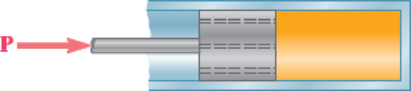 Chapter 12.1, Problem 12.26P, A constant force P is applied to a piston and rod of total mass m to make them move in a cylinder 