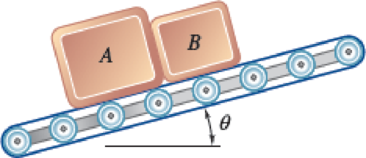 Chapter 12.1, Problem 12.2FBP, Two blocks weighing WA and WB are at rest on a conveyor that is initially at rest. The belt is 