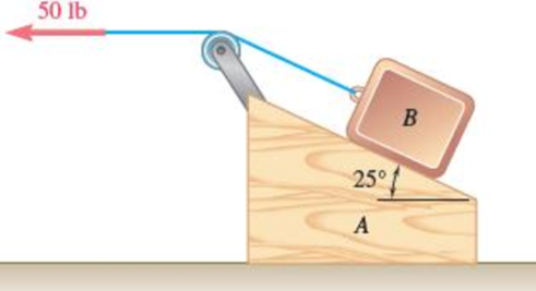 Chapter 12.1, Problem 12.34P, The 30-lb block B is supported by the 55-lb block A and is attached to a cord to which a 50-lb 