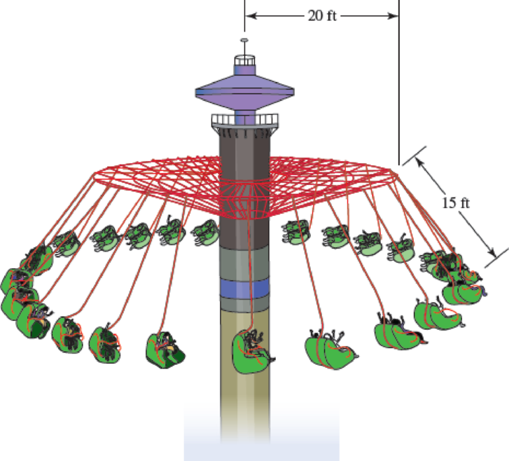 Chapter 12.1, Problem 12.36P, Knowing that the swings of an amusement park ride form an angle of 40 with respect to the 