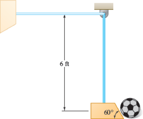 Chapter 13.4, Problem 13.184P, A test machine that kicks soccer balls has a 5-lb simulated foot attached to the end of a 6-ft long 