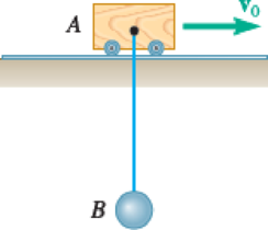 Chapter 14.2, Problem 14.38P, Ball B is suspended from a cord of length l attached to cart A, which can roll freely on a 