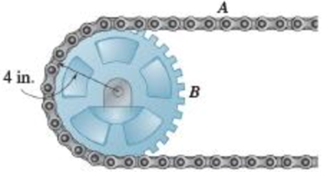 Chapter 15.1, Problem 15.18P, The sprocket wheel and chain shown are initially at rest. If the wheel has a uniform angular 