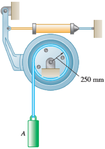 Chapter 15.1, Problem 15.29P, Cylinder A is moving downward with a velocity of 3 m/s when the brake is suddenly applied to the 