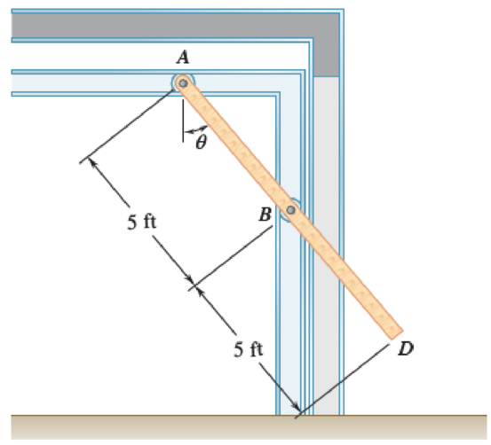 Chapter 15.2, Problem 15.39P, An overhead door is guided by wheels at A and B that roll in horizontal and vertical tracks. Knowing 