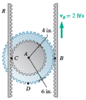 Chapter 15.3, Problem 15.81P, The double gear rolls on the stationary left rack R. Knowing that the rack on the right has a 