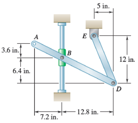 Chapter 15.3, Problem 15.94P, Arm ABD is connected by pins to a collar at B and to crank DE. Knowing that the velocity of collar B 