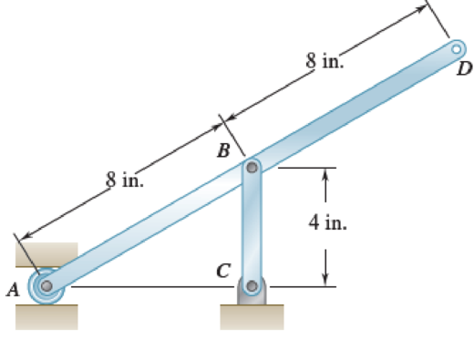 Chapter 15.4, Problem 15.109P, Knowing that point A is moving to the right at a constant speed of 20 in./s, determine the 