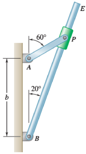 Chapter 15.5, Problem 15.152P, 15.152 and 15.153Two rotating rods are connected by slider block P. The rod attached at A rotates 