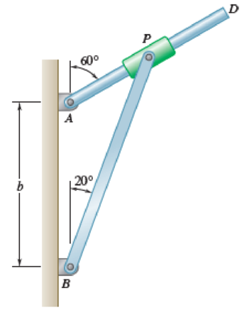 Chapter 15.5, Problem 15.153P, 15.152 and 15.153Two rotating rods are connected by slider block P. The rod attached at A rotates 