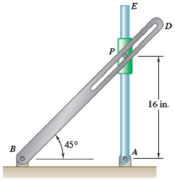 Chapter 15.5, Problem 15.161P, Pin P is attached to the collar shown; the motion of the pin is guided by a slot cut in bar BD and 