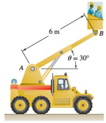 Chapter 15.5, Problem 15.164P, At the instant shown, the length of the boom AB is being decreased at the constant rate of 0.2 m/s 