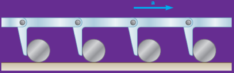 Chapter 16, Problem 16.156RP, Identical cylinders of mass m and radius r are pushed by a series of moving arms. Assuming the 