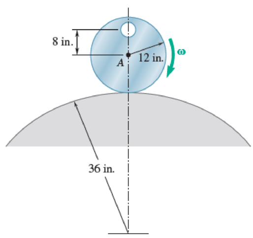 Chapter 16, Problem 16.161RP, A cylinder with a circular hole is rolling without slipping on a fixed curved surface as shown. The 