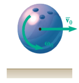 Chapter 16.1, Problem 16.71P, A bowler projects an 8-in.-diameter ball weighing 12 lb along an alley with a forward velocity v0 of 