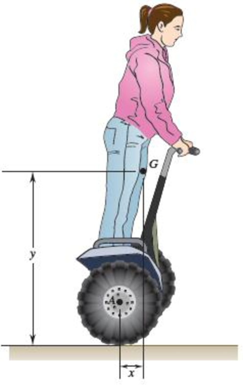 Chapter 16.2, Problem 16.110P, A single-axis personal transport device starts from rest with the rider leaning slightly forward. 