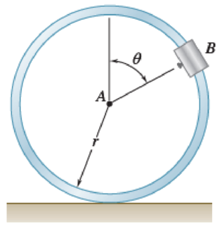 Chapter 16.2, Problem 16.114P, A small clamp of mass mB is attached at B to a hoop of mass mh. The system is released from rest 