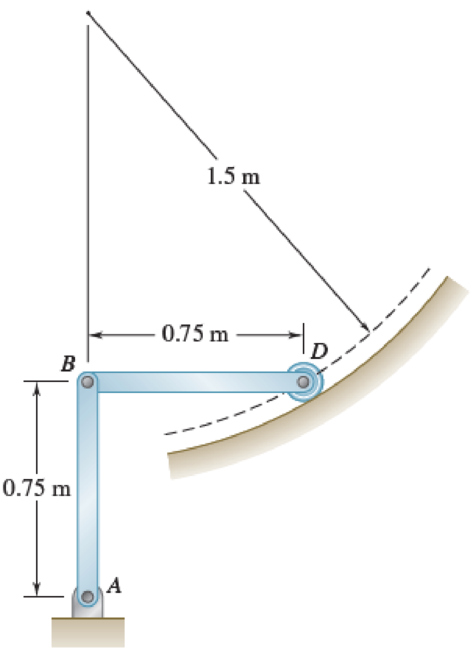 Chapter 16.2, Problem 16.129P, The 4-kg uniform slender bar BD is attached to bar AB and a wheel of negligible mass that rolls on a 