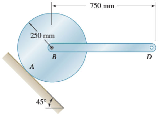 Chapter 16.2, Problem 16.146P, The uniform slender 2-kg bar BD is attached to the uniform 6-kg disk by a pin at B and released from 