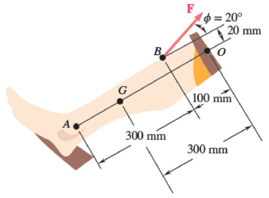 Chapter 16.2, Problem 16.80P, An athlete performs a leg extension on a machine using a 20-kg mass at A located 400 mm away from , example  1