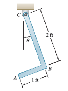 Chapter 16.2, Problem 16.89P, The object ABC consists of two slender rods welded together at point B. Rod AB has a weight of 2 lb 