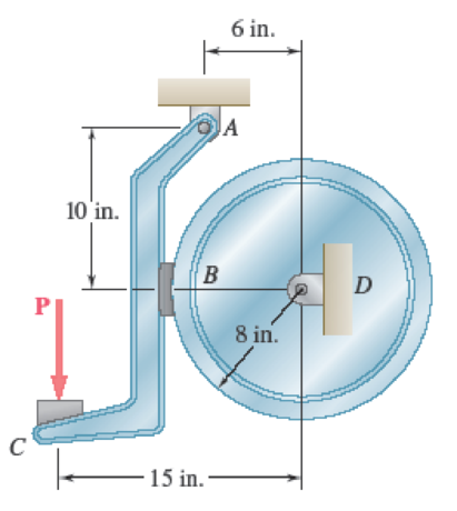 Chapter 17, Problem 17.136RP, The 8-in.-radius brake drum is attached to a larger flywheel that is not shown. The total mass 