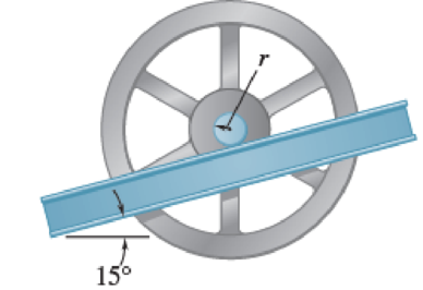 Chapter 17.2, Problem 17.69P, A flywheel is rigidly attached to a 1.5-in.-radius shaft that rolls without sliding along parallel 