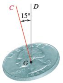 Chapter 18.3, Problem 18.124P, A coin is tossed into the air. It is observed to spin at the rate of 600 rpm about an axis GC 