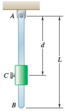 Chapter 19.2, Problem 19.50P, A small collar of mass 1 kg is rigidly attached to a 3-kg uniform rod of length L = 750 mm. 
