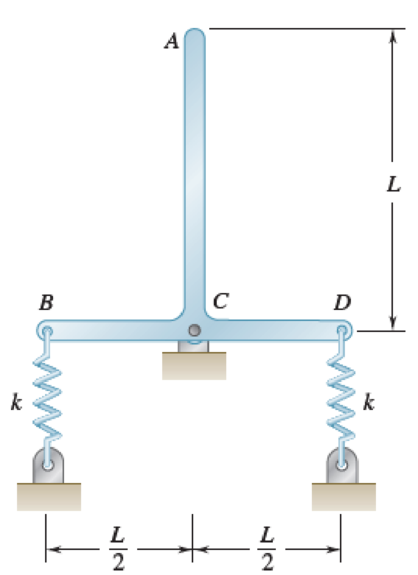 Chapter 19.2, Problem 19.61P, Two uniform rods, each of weight W = 24 lb and length L = 40 in., are welded together to form the 