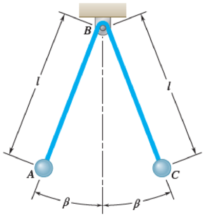 Chapter 19.3, Problem 19.85P, A homogeneous rod of weight W and length 2l is bent as shown, and two spheres A and C, each of 