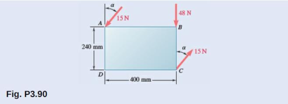 Chapter 3.3, Problem 3.90P, A rectangular plate is acted upon by the force and couple shown. This system is to be replaced with 