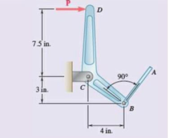 Chapter 4, Problem 4.143RP, 4. 143 The lever BCD is hinged at C and attached to a control rod at B. If P = 100 lb, determine (a) 