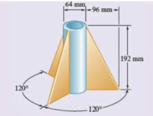 Chapter 5, Problem 5.148RP, Three brass plates are brazed to a steel pipe to form the flagpole base shown. Knowing that the pipe 