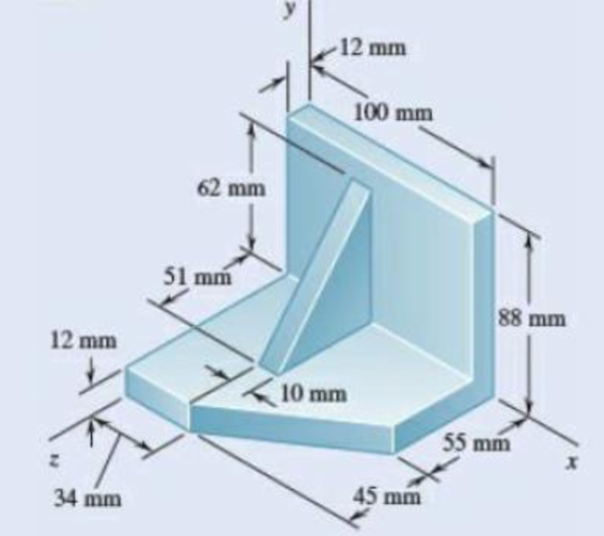 Chapter 5.4, Problem 5.100P, For the stop bracket shown, locate the x coordinate of the center of gravity. Fig. P5.100 and P5.101 